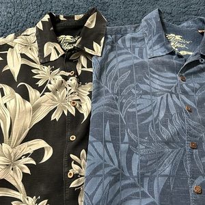 Two Jamaica Jazz Silk Hawaiian Shirts. Size L